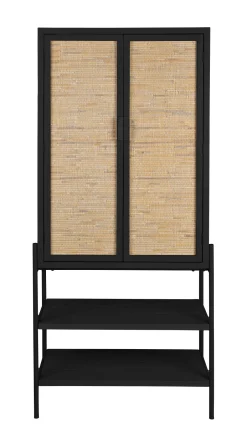 Hot Dutchbone Opbergkast Yasu Rattan, 160 x 70cm Zwart