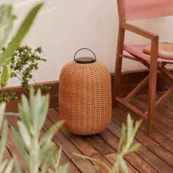 Clearance Kave Home Oplaadbare Tafellamp Saranella Rotan, 55cm hoog