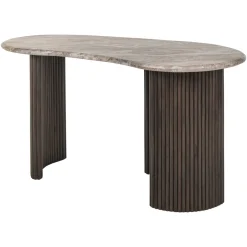 Outlet Richmond Interiors Organisch Bureau Rashford Marmer en hout, 150cm Donkerbruin