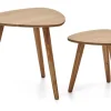 New Kave Home Organische Bijzettafel Duvani Acaciahout, Set van 2 stuks