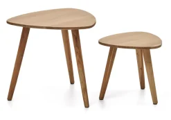 New Kave Home Organische Bijzettafel Duvani Acaciahout, Set van 2 stuks