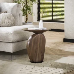 New LifestyleFurn Organische Bijzettafel Linsie Acaciahout, 45 x 36cm Massief acacia glaze brown