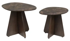 Hot ZILT Organische Bijzettafel Rissa Marmer en mangohout, Set van 2 stuks
