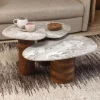 Clearance Dutchbone Organische Bijzettafel Suki Marmer en mangohout, Set van 3 stuks