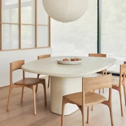 Online Ethnicraft Organische Eettafel Elements Microcement, 200 x 143cm, kleur Off White