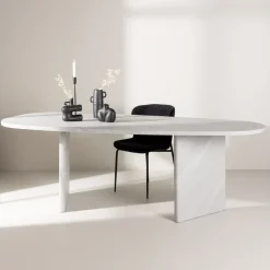 Best Nohr Organische Eettafel Jenea Betonlook MDF, 220 x 100cm Wit