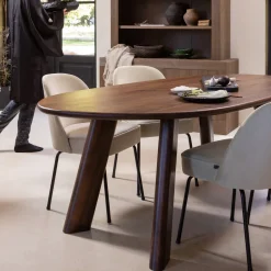 New WOOOD Organische Eettafel Roundly Mangohout, kleur Walnoot