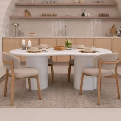 Outlet By-Boo Organische Eettafel Seki kleur Wit