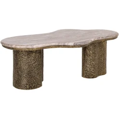 Richmond Interiors Organische Salontafel Abandos Marmer en Brass Antique, 131 x 74cm