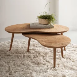 Hot DTP Home Organische Salontafel Apollo Teakhout, Set van 2 stuks