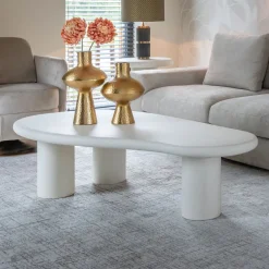 Outlet Richmond Interiors Organische Salontafel Bloomstone 160 x 80cm, kleur Wit