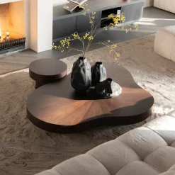 Eleonora Organische Salontafel Bobbie Walnoot, Set van 2 stuks