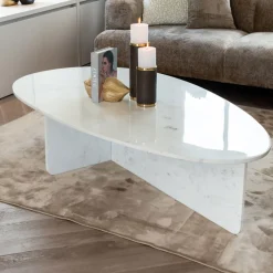 Best Richmond Interiors Organische Salontafel Brandon Marmer, 170 x 95cm Wit