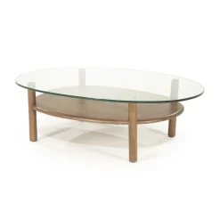 Eleonora Organische Salontafel Cleo Glas en eikenhout, 101 x 73cm
