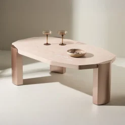 Hot Nohr Organische Salontafel Ellen Marmerlook, 125 x 70cm, kleur Roze