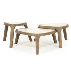 Online Eleonora Organische Salontafel Fred Set van 3 stuks, Marmer en mangohout