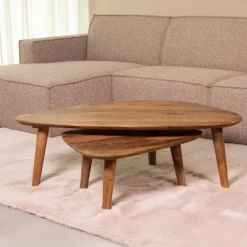 Best LABEL51 Organische Salontafel Gregg Mangohout, Set van 2 stuks