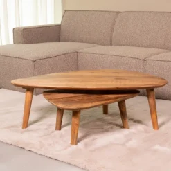 Best LABEL51 Organische Salontafel Gregg Mangohout, Set van 2 stuks