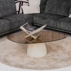 Sale Sohome Organische Salontafel Jacky Glas en betonlook, 110 x 65cm