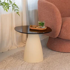 Discount Sohome Organische Salontafel Jacky Glas en betonlook, 50 x 43cm