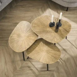 Sale LifestyleFurn Organische Salontafel Katrell Ray Metal, Set van 3 stuks Brons ray metal