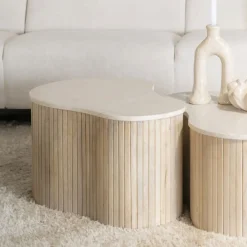 Online Eleonora Organische Salontafel Kira Mangohout en marmer (per stuk) Wit