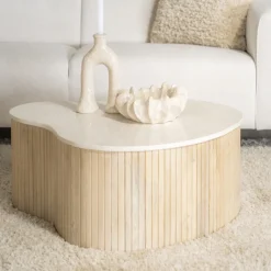 Online Eleonora Organische Salontafel Kira Mangohout en marmer (per stuk) Wit