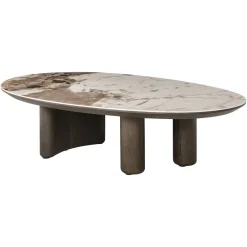 Online Richmond Interiors Organische Salontafel Langford Marmerlook, 135 x 80cm Bruin