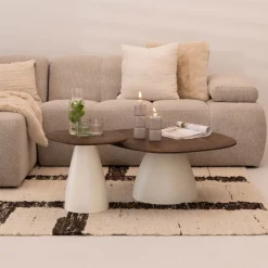 Hot Sohome Organische Salontafel Madin Mangohout, Set van 2 stuks