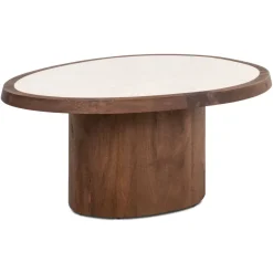 Sale Richmond Interiors Organische Salontafel Melrose Marmer en mangohout, 90 x 70cm Bruin