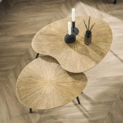 Hot LifestyleFurn Organische Salontafel Miya Ray Metal, Set van 2 stuks Brons ray metal