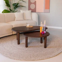 Outlet Sohome Organische Salontafel Noralie Mangohout, Set van 2 stuks