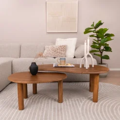 Outlet Sohome Organische Salontafel Noralie Mangohout, Set van 2 stuks