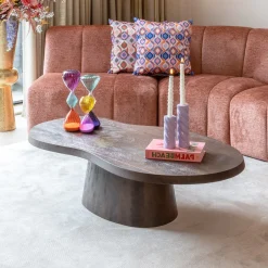 Outlet Richmond Interiors Organische Salontafel Odile Mangohout, 130 x 70cm, kleur Donkerbruin