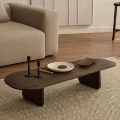 New Kave Home Organische Salontafel Pirita Eikenhout, 146 x 64cm