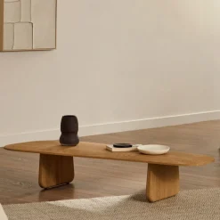 New Kave Home Organische Salontafel Pirita Eikenhout, 146 x 64cm