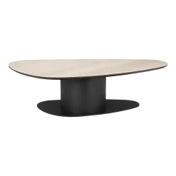 Richmond Interiors Organische Salontafel Ritz Travertin en eiken, 140 x 75cm Beige