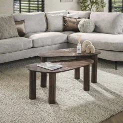 Best LifestyleFurn Organische Salontafel Sadaf Teakhout, Set van 2 stuks Teak rust brown