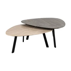 Discount Richmond Interiors Organische Salontafel Spencer Travertin, Set van 2 stuks Beige