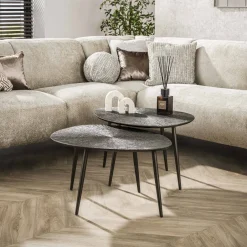 Hot LifestyleFurn Organische Salontafel Teara Ray Metal finish, Set van 2 stuks Brons donkerbruin