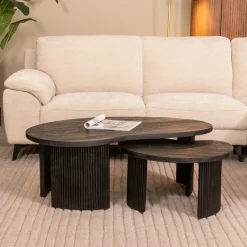 Outlet LABEL51 Organische Salontafel Timon Mangohout, Set van 2 stuks