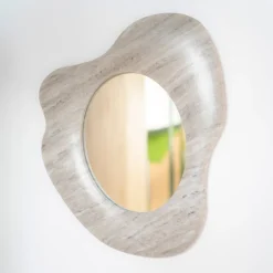 Clearance By-Boo Organische Spiegel Muna Marmer, 47 x 40cm Beige