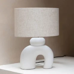 Zuiver Organische Tafellamp Bibi Keramiek en linnen