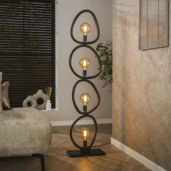 Discount LifestyleFurn Organische Vloerlamp Joelle 4-lamps, Artic Black finish Artic zwart