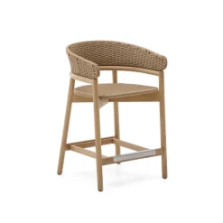 Discount Kave Home Outdoor Barkruk Arinella Acaciahout en geweven touw Beige