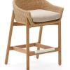 Discount Kave Home Outdoor Barkruk Galea Teakhout en rattan