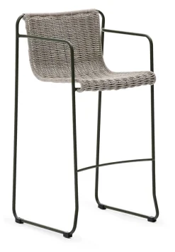 Outlet Kave Home Outdoor Barkruk Maurina Handgeweven touw en staal (zithoogte 75cm)