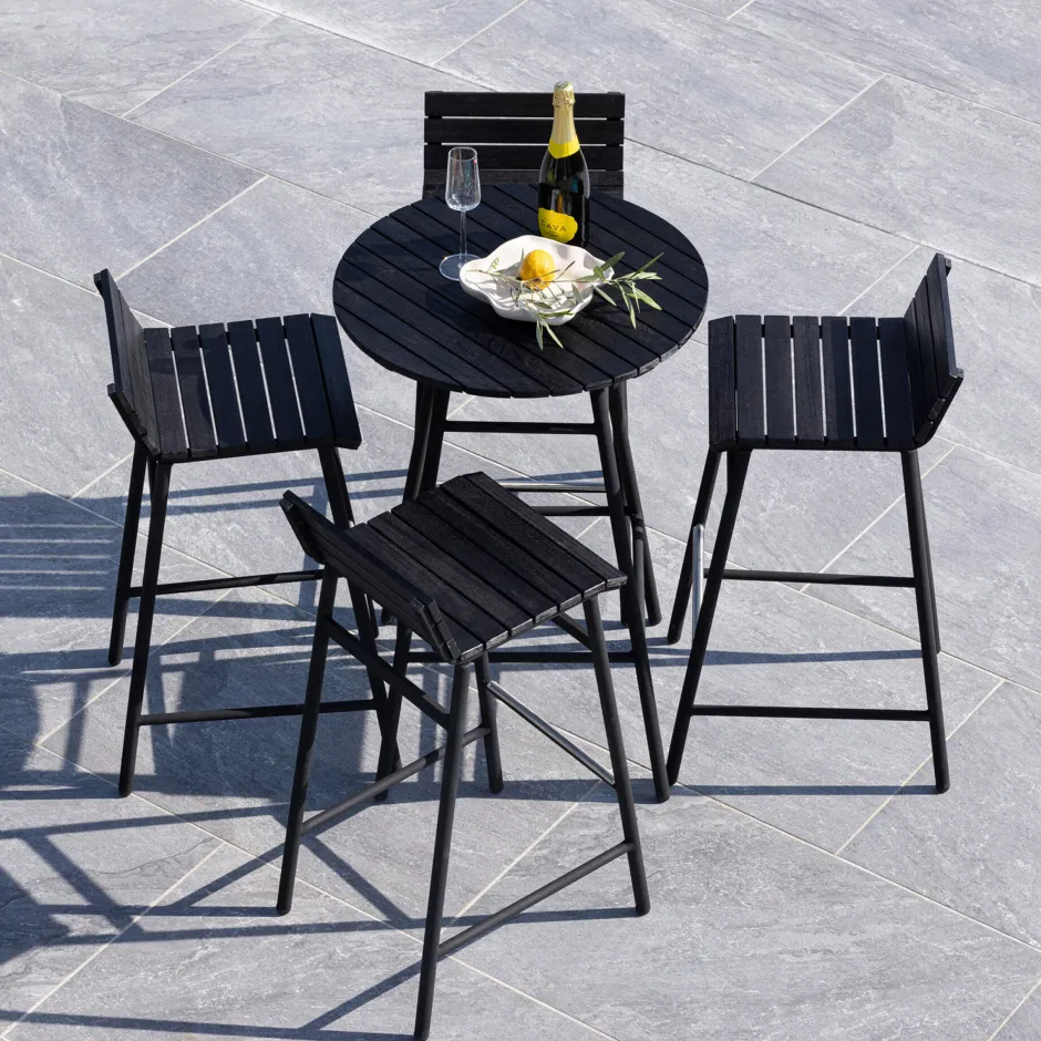 Best Nohr Outdoor Barset Larrisa Acaciahout, kleur Zwart
