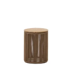 Sale Kave Home Outdoor Bijzettafel Dandara Acaciahout en touw, 40cm Beige