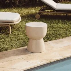 Kave Home Outdoor Bijzettafel Mesquida 36cm, kleur Beige